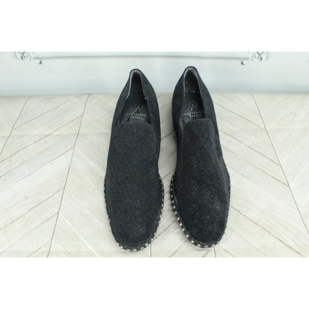 Adrianna Papell Black Leather Studded Casual Loafer Shoes Size 10 M - Picture 5 of 10